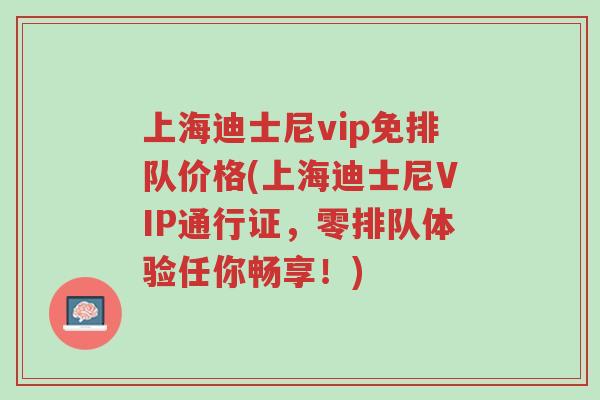 上海迪士尼vip免排队价格(上海迪士尼VIP通行证，零排队体验任你畅享！)